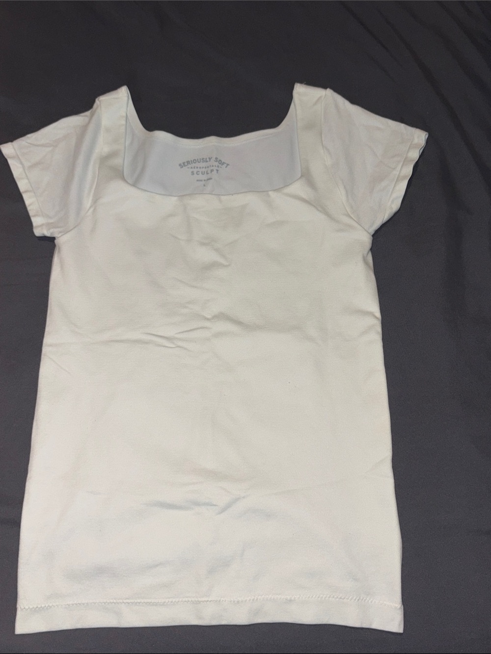 Aeropostale White Square Neck Short Sleeve Tee